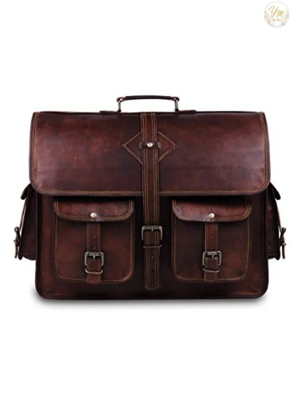 Genuine Leather Large 18 Inch Laptop Messenger Bag for Men with Adjustable Strap